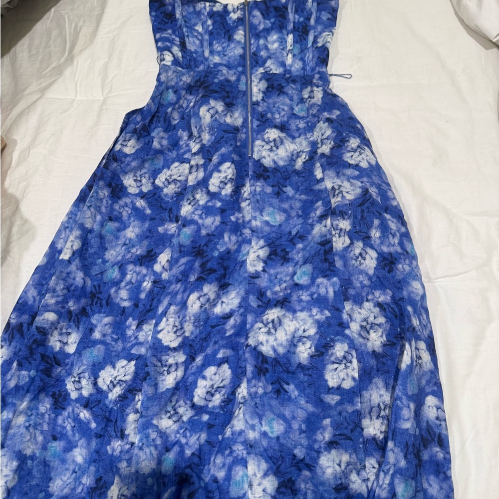 Bardot Blue Floral Strapless Midi Dress - Picture 3 of 5